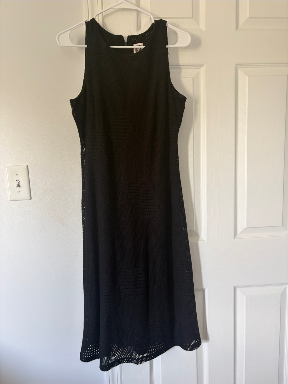 Anne Klein Black Sleeveless Midi Eyelet Dress